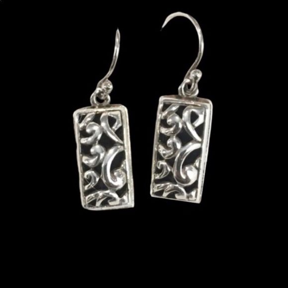 BARSE Scroll Filigree Sterling Silver 925 Drop Dangle Earrings - Picture 3 of 8
